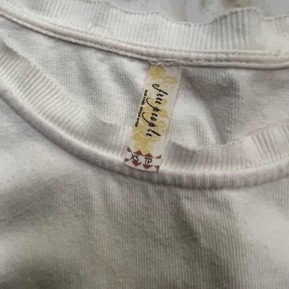 FREE PEOPLE | White Long Sleeve Shirt with Lace Detailing and Keyhole Back - Picture 6 of 7